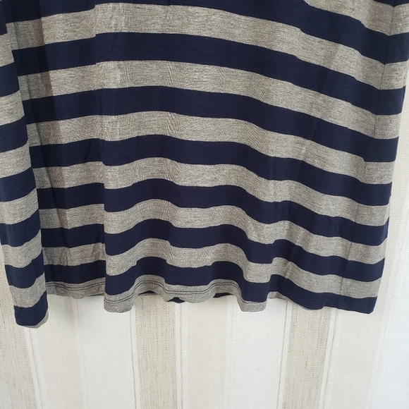 Soft Surroundings Striped Jersey Knit Tunic Dress Blue Gray Size Petite Medium - Picture 4 of 8